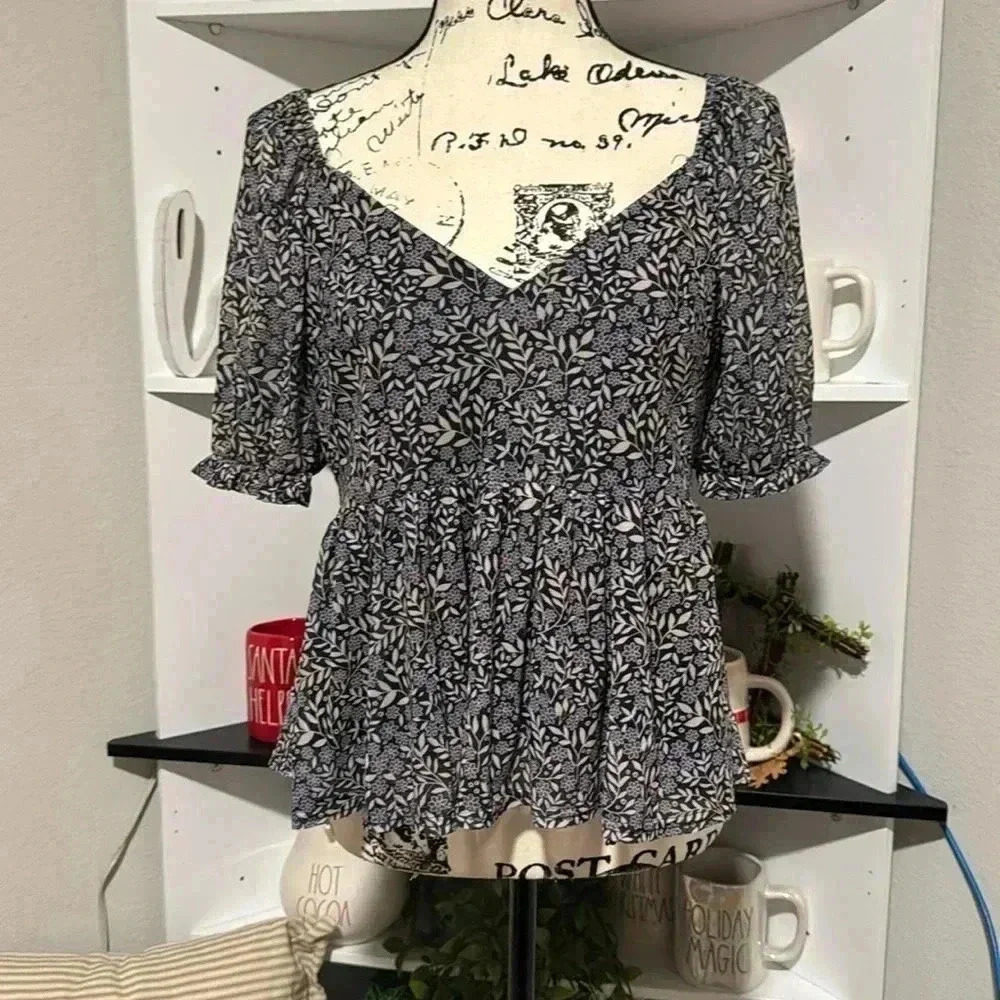 MI AMI Wildflower Babydoll Blouse